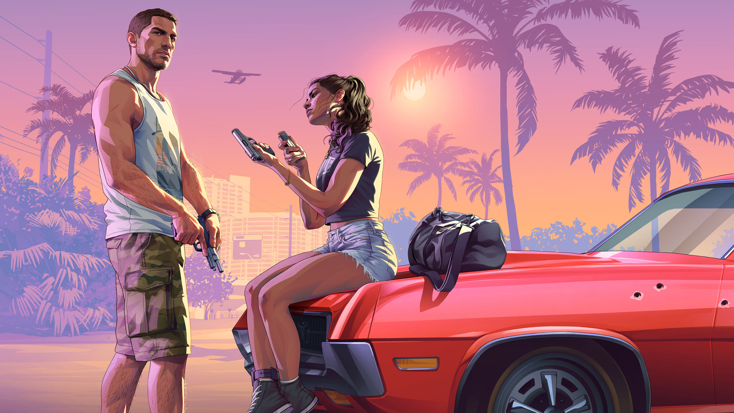 Lock and Load : la nouvelle illustration de Jason et Lucia publiée avec le trailer de lancement. (Image officielle Rockstar.)