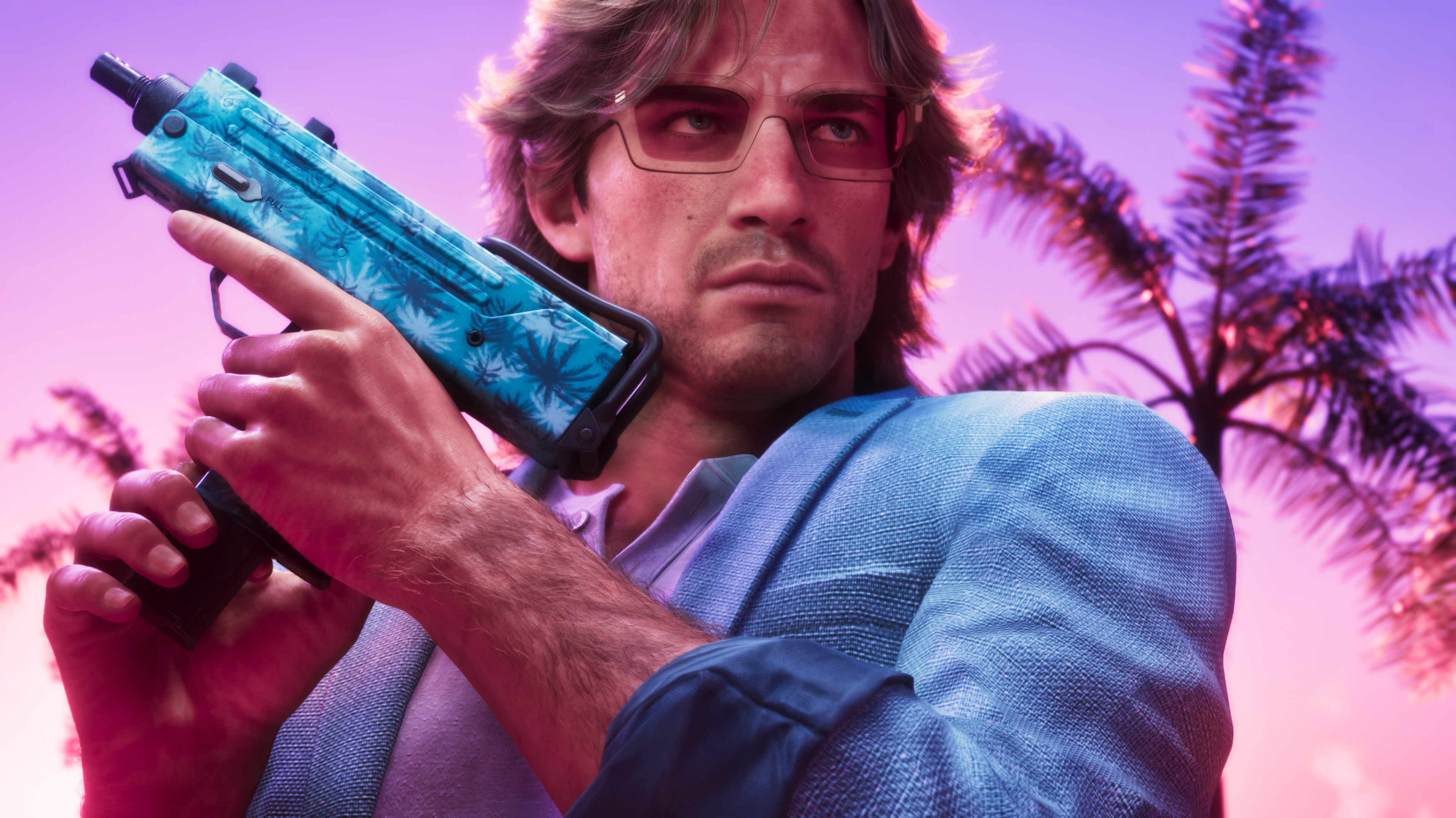 Rose, bleu et noir : la palette de Vice City se retrouve sur toute la collection. (Image officielle Rockstar.)
